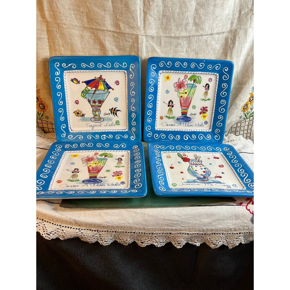 Set of 4 Ann Ormsby Happy Hour Tropical Collection designed by Cape Craftsmen.